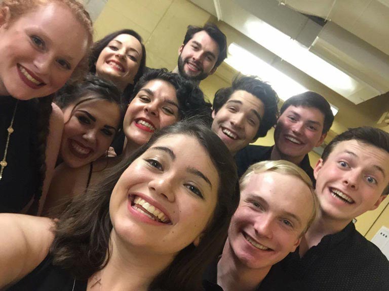 Group of actors selfie